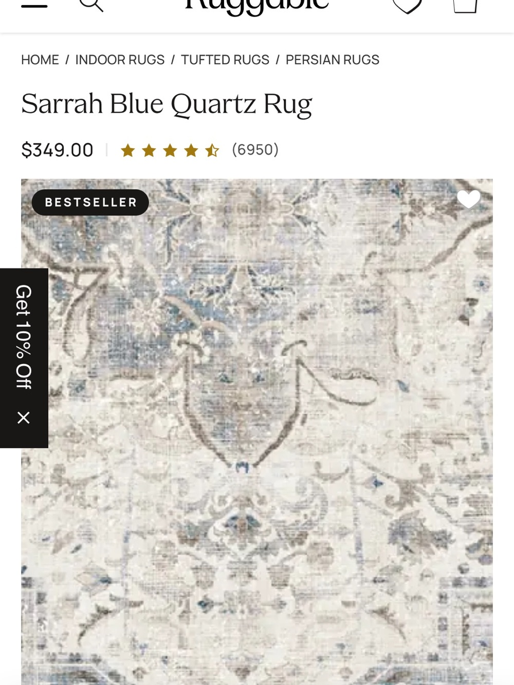 Ruggable Sarrah blue quartz rug 5x7 *read